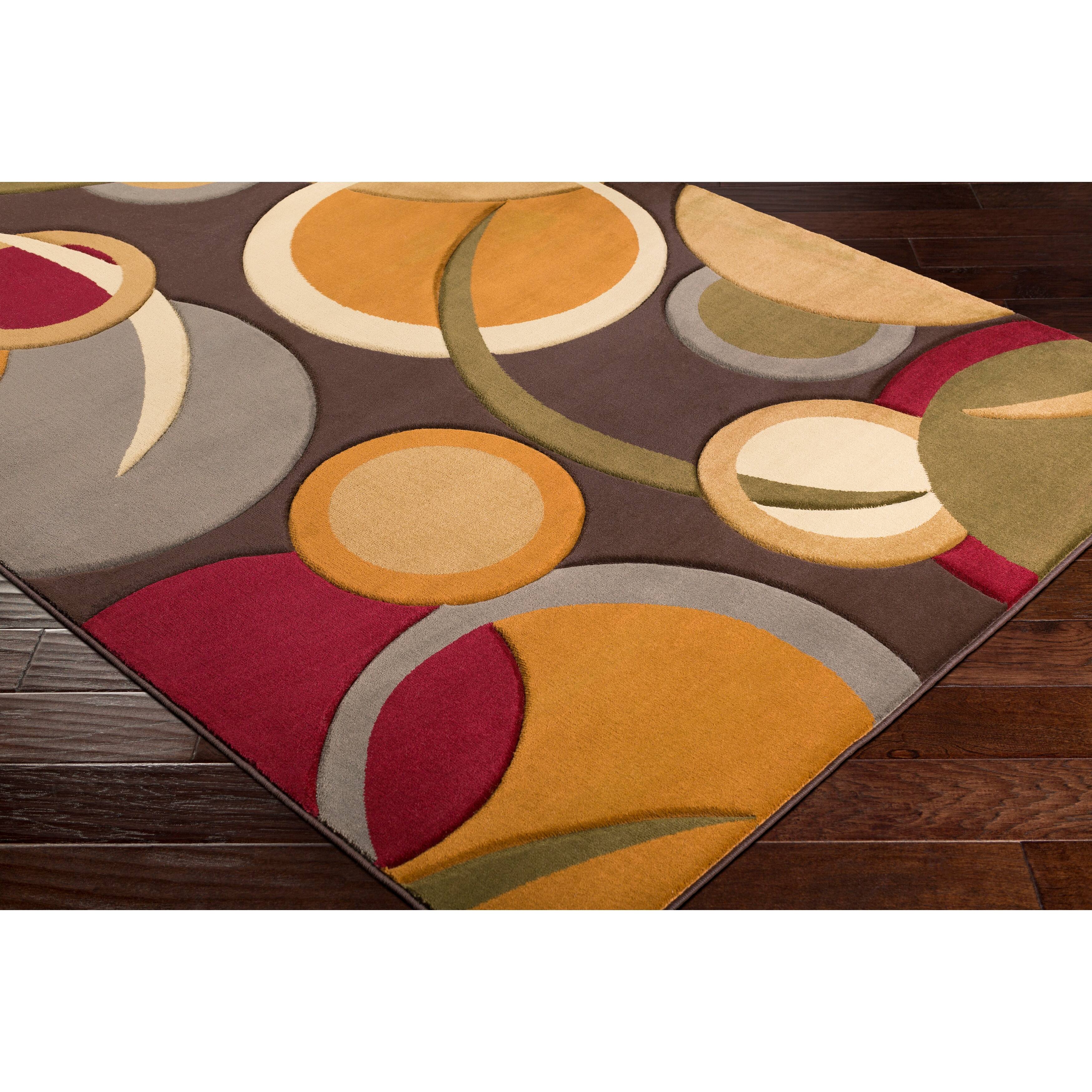 Multi Circles Espresso Geometric Area Rug 7'10" x 10'3" 7'10" x 10